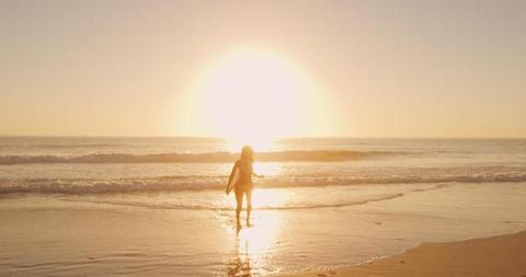 Silhouette of Person Watching Sunset on Beach - Download Free Stock Images Pikwizard.com