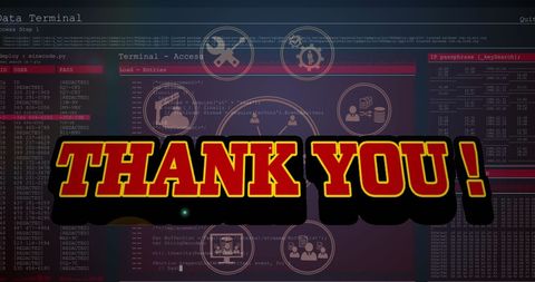 Digital Thank You Over Data Interface Screen
