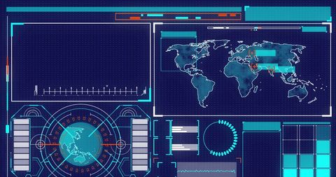 Futuristic Data Processing Interface with Globe and World Map - Download Free Stock Images Pikwizard.com