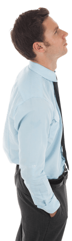 Transparent Background Businessman in Contemplative Pose