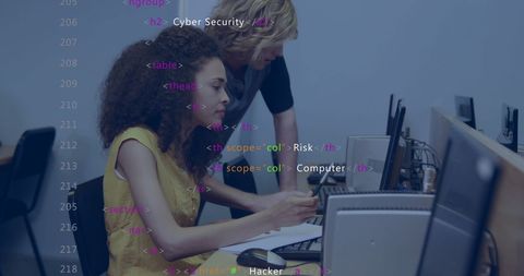 students collaborating on cybersecurity programming task - Download Free Stock Images Pikwizard.com