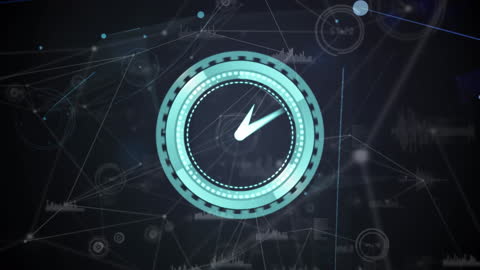 Futuristic Neon Clock with Digital Network Background