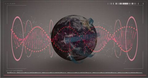 Futuristic earth with digital data visualization