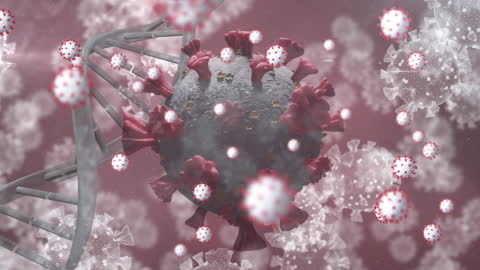 Coronavirus Particle and DNA Strand in 3D Illustration