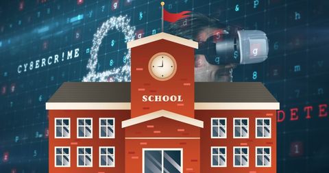 Futuristic School and Cybersecurity Education Concept