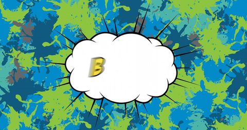 Comic Style Boom Phrase on Splat Paint Background