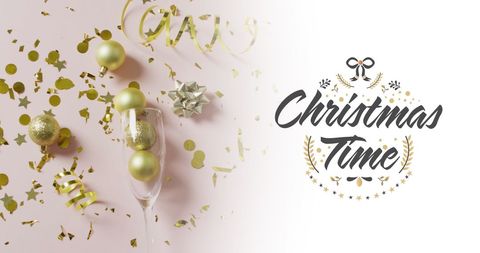 Festive Christmas Baubles and Champagne Glass Celebration