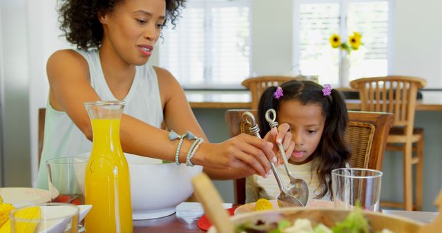 Mother and Daughter Enjoying Breakfast at Home with Healthy Food - Download Free Stock Images Pikwizard.com