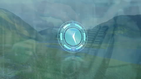 Innovative Digital Interface with Futuristic Animations and Natural Landscape