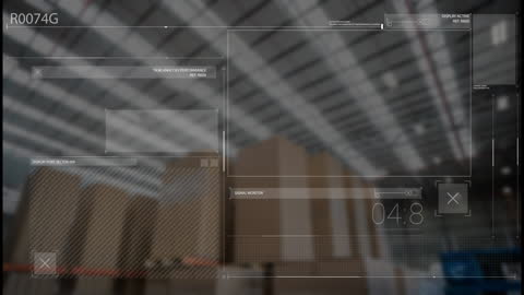 Futuristic Warehouse Logistics and Data Animation Concept