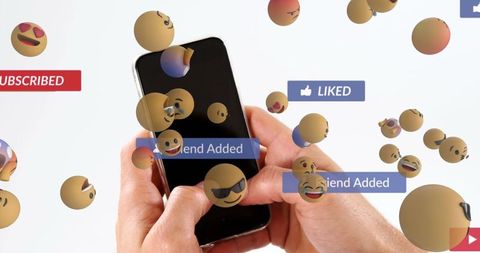 Social Media Interaction with Phone and Floating Icons