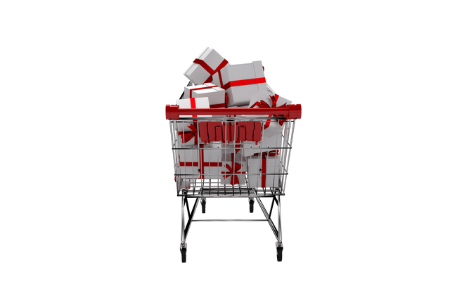 Transparent Shopping Trolley Filled with Presents Illustration - Download Free Stock Videos Pikwizard.com