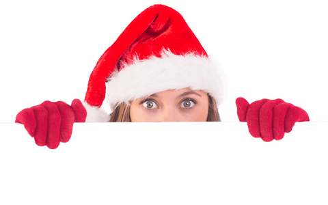 Transparent Festive Woman in Santa Hat Behind Blank Sign for Christmas - Download Free Stock Videos Pikwizard.com