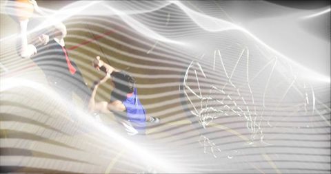 Dynamic basketball dunking action with intense atmosphere