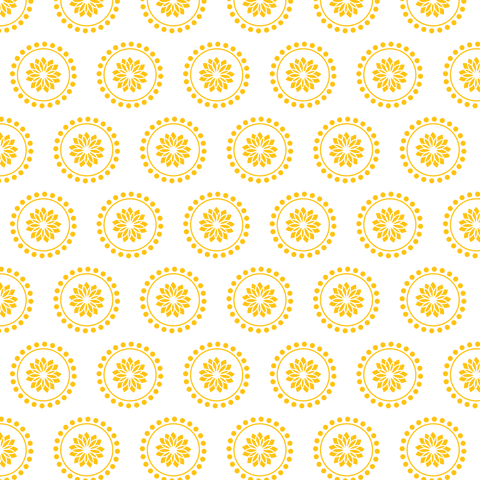 Seamless yellow floral abstract pattern on transparent background