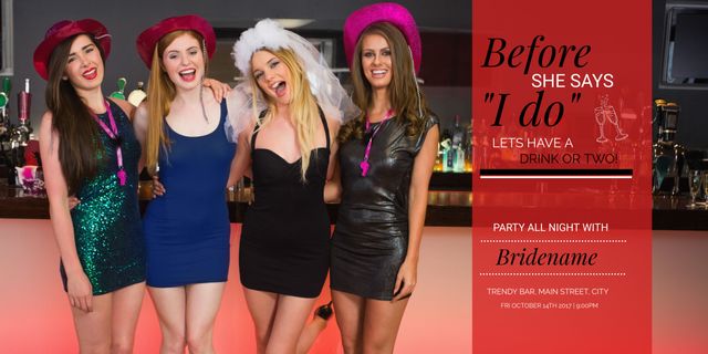 Celebrating Bachelorette Party with Friends in Festive Attire at Trendy Bar - Download Free Stock Templates Pikwizard.com