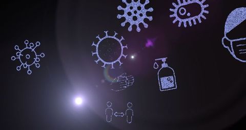 Covid-19 safety symbols in digital interface