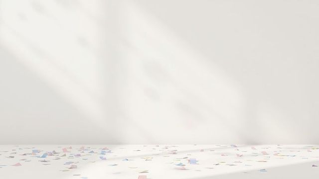 Pastel Confetti Scattered in Bright Minimalist Room