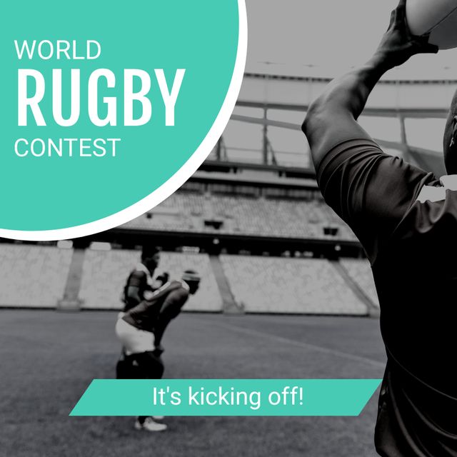 World Rugby Contest Announcement with Players in Stadium - Download Free Stock Templates Pikwizard.com