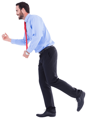 Transparent Jovial Businessman Running Gesture in Office Wear - Download Free Stock Videos Pikwizard.com