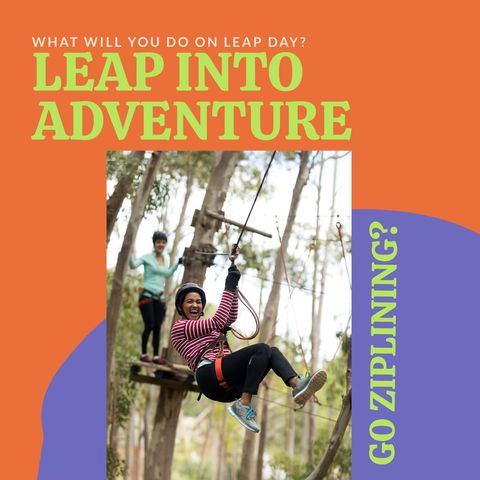 Exhilarating Ziplining Experience Enthusiast over Leap Day - Download Free Stock Templates Pikwizard.com