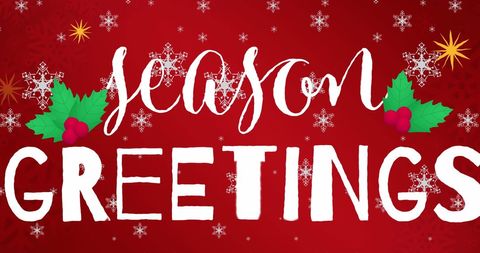 Festive Season Greetings with Snowflakes and Holly - Download Free Stock Images Pikwizard.com