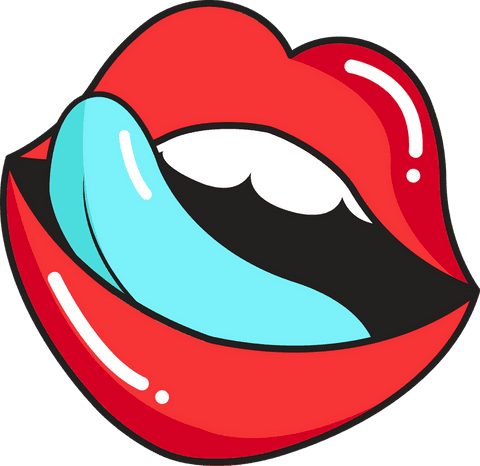 Cartoon Mouth with Glossy Red Lips and Turquoise Tongue on Transparent Background - Download Free Stock Videos Pikwizard.com