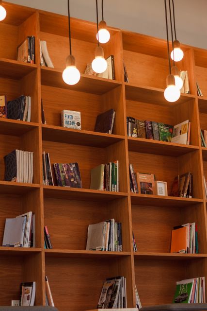 Bookcase books lights shelves - Download Free Stock Photos Pikwizard.com