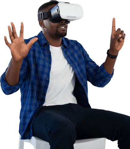 Man Engaging in Virtual Reality Session with Transparent Background - Download Free Stock Videos Pikwizard.com