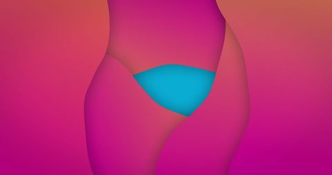 Colorful abstract layered shapes on blue background