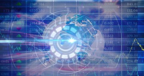 Futuristic Global Financial Interface with Holographic Elements