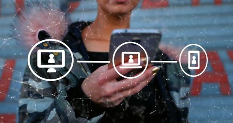 Digital Networking Concept with Smartphone and Data Icons