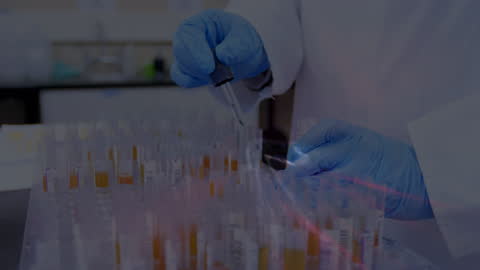 Scientist Conducting Experiments with Futuristic Digital Elements