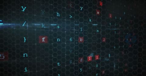 Digital Encoding on Futuristic Grid with Cybersecurity Theme - Download Free Stock Images Pikwizard.com