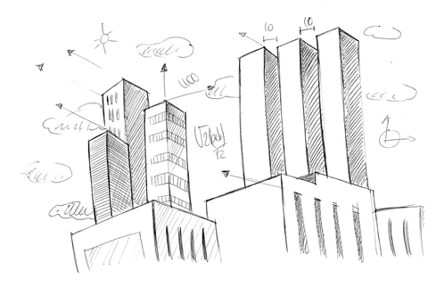 architectural sketch of modern city buildings on transparent background - Download Free Stock Videos Pikwizard.com