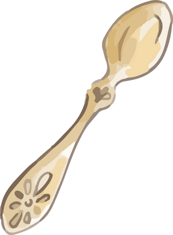 Elegant gold spoon with floral designs transparent background