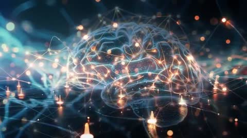 Futuristic Digital Brain with Neural Network Visualization