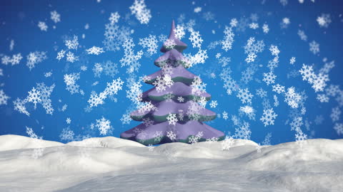 Animated Winter Wonderland with Snowfall and Fir Tree