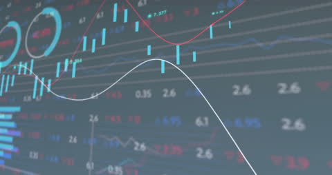 Dynamic Stock Market Graphs and Data Interface in Blue Hues