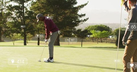 Golfer in Mid-Put Under Social Media Influence on Sunny Day
