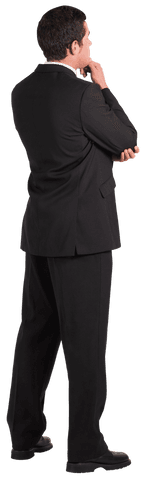 Transparent Businessman Looking Thoughtful and Contemplating