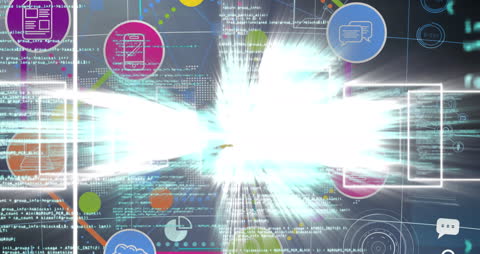 Futuristic Data Processing with Media Icons Concept