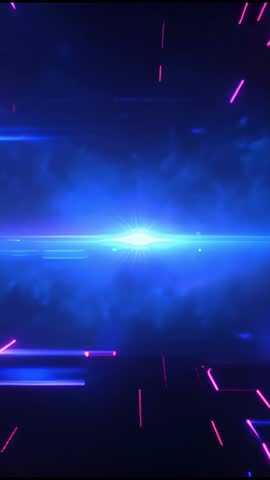 Pulsing Blue Flare in Smoky Haze with Sliding Neon Bars and Flickering Magenta Lines