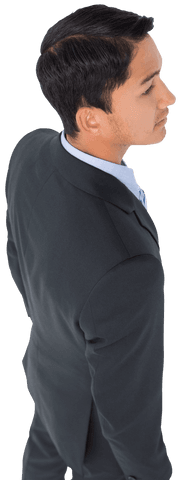 Transparent Background of Biracial Businessman Smiling in Suit