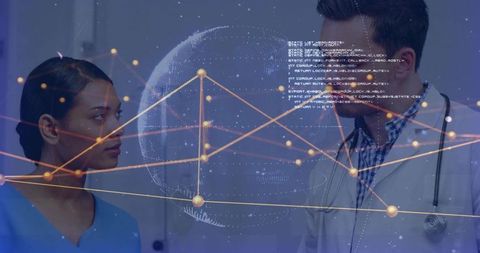 Clinicians Analyzing Augmented Data Network and Global Diagnostics Visualization