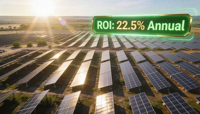 Showing solar farm roi 22.5% annual return on ground-mounted pv panel arrays