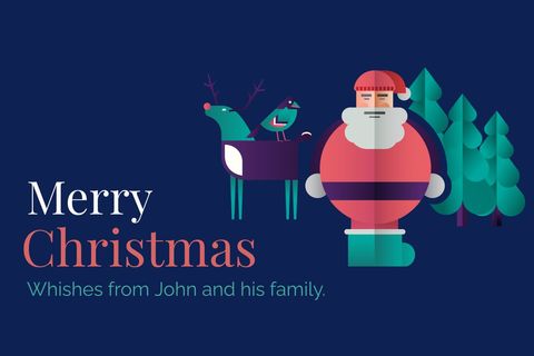 Festive Santa and Reindeer Christmas Greeting Card Design - Download Free Stock Templates Pikwizard.com