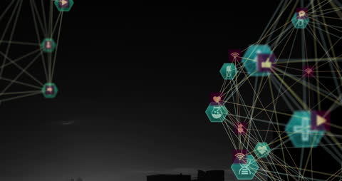 Digital Network Concept Over Cityscape