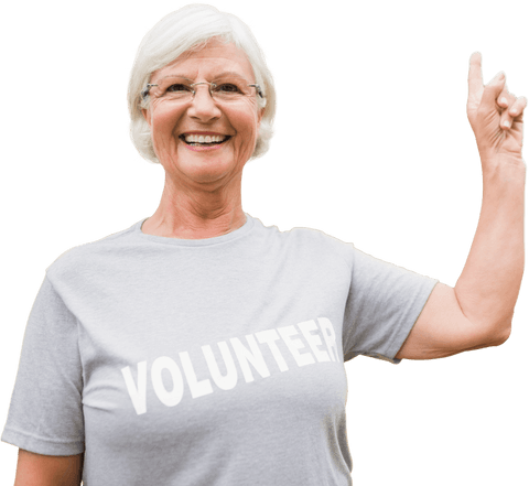 Happy senior woman volunteering transparent png