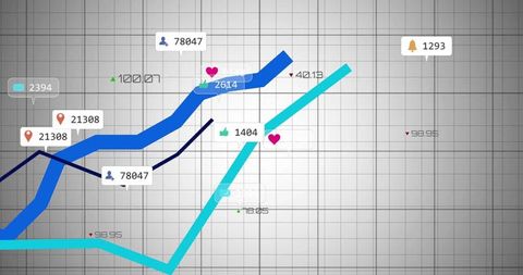 Stylized Dashboard Displaying Colored Data Analytics Line Graphs